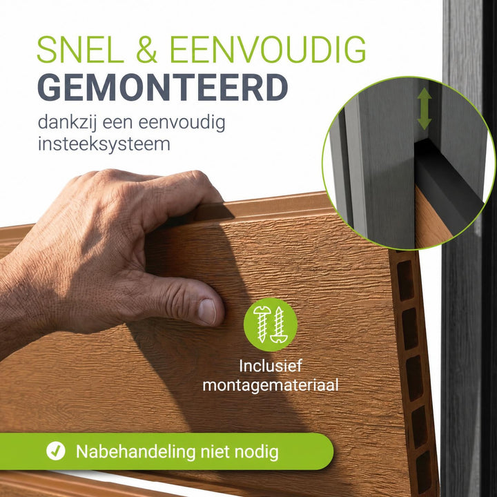 Composiet schutting teak – schuttingelementen met palen