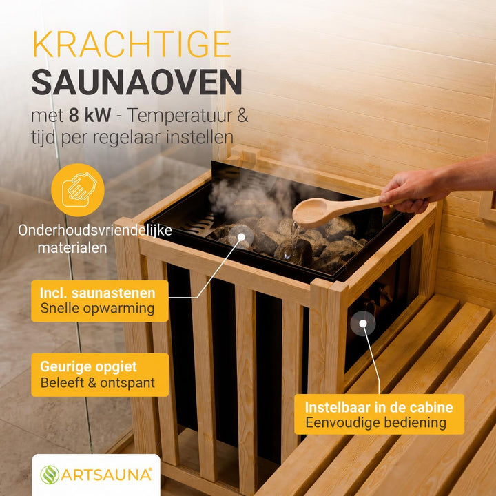 Finse sauna Vantaa – hemlockhout, met kachel en zoutstenen, naturel