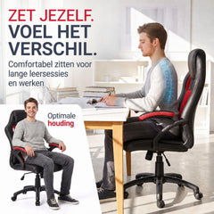 Bureaustoel Montreal in racingdesign – tot 120 kg, zwart