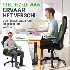 Bureaustoel Montreal in racingdesign – tot 120 kg, zwart