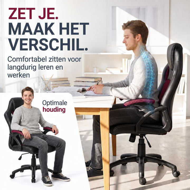 Bureaustoel Montreal in racingdesign – tot 120 kg, zwart