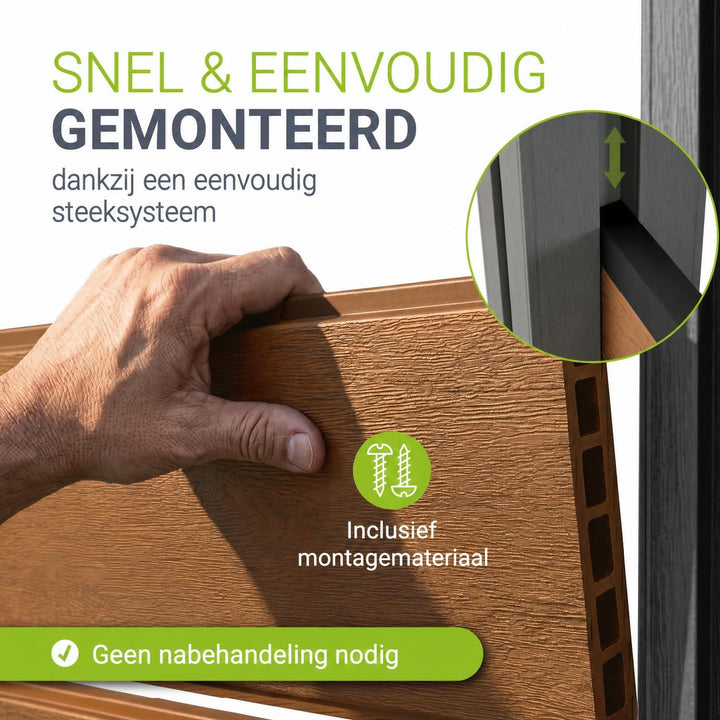 Composiet schutting teak – schuttingelementen met palen
