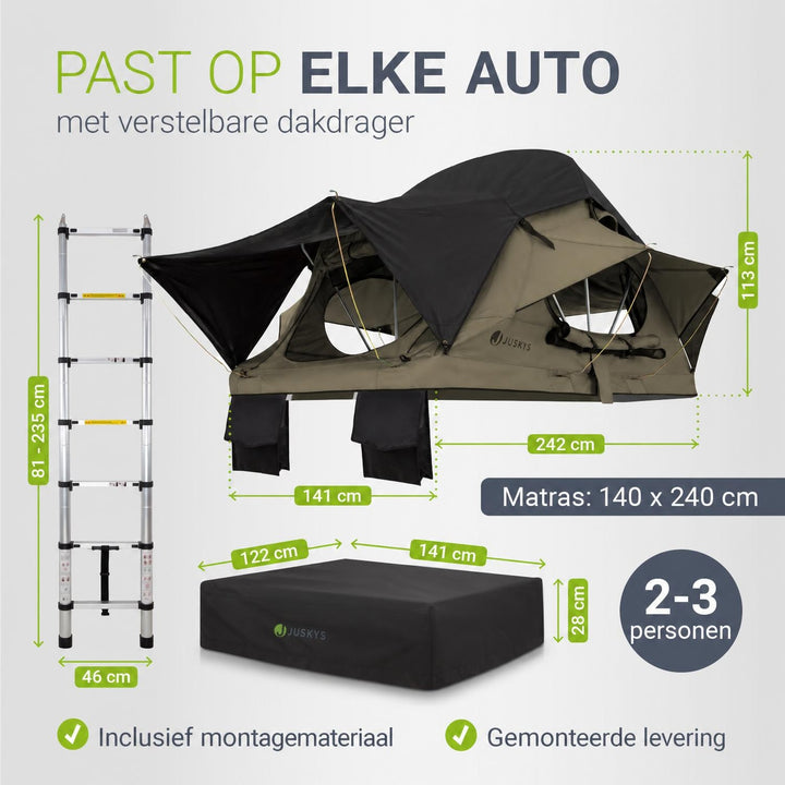 Daktent Lago voor 2-3 personen – aluminium frame en matras