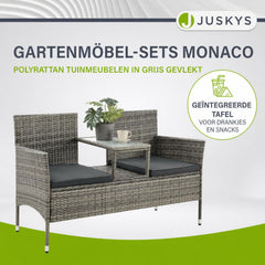 Wicker tuinbank Monaco – 2 personen, 133x63x84 cm met tafel