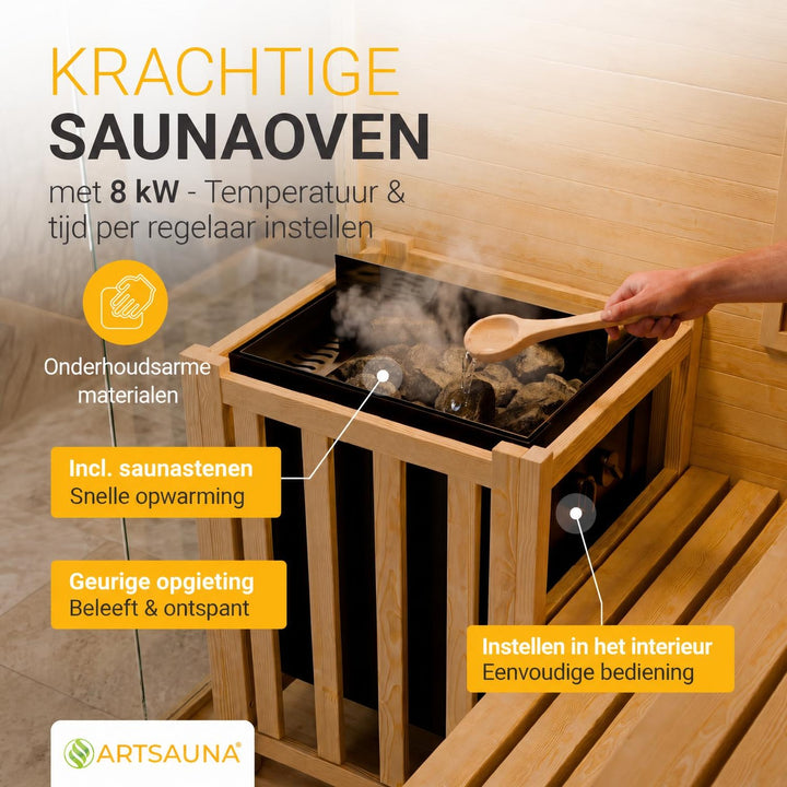 Finse sauna Vantaa – hemlockhout, met kachel en zoutstenen, naturel