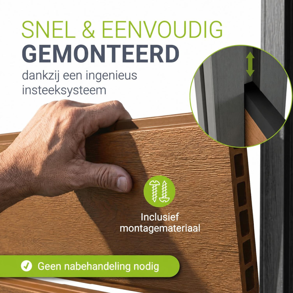 Composiet schutting teak – schuttingelementen met palen