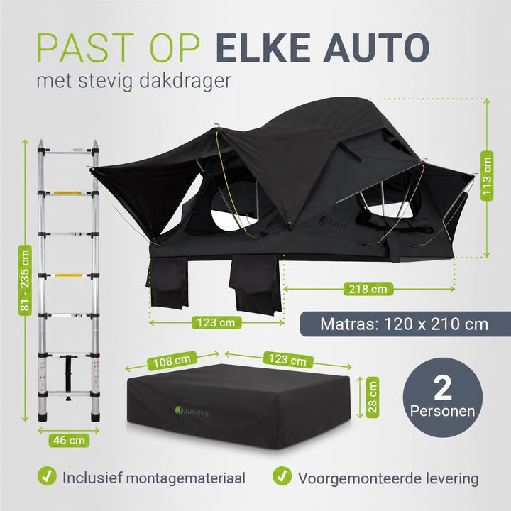Daktent Lago voor 2-3 personen – aluminium frame en matras