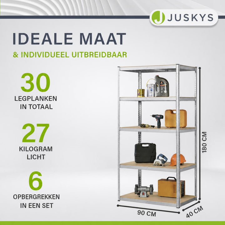 Metalen stellingkast Basic 180x90x40 cm – set van 2 tot 8