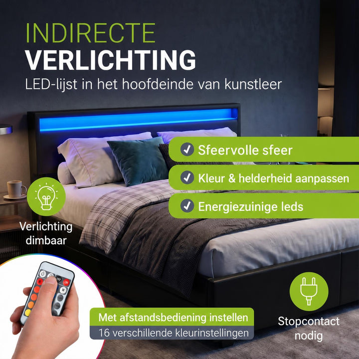 Gestoffeerd bed Lyon – met opbergruimte en lattenbodem