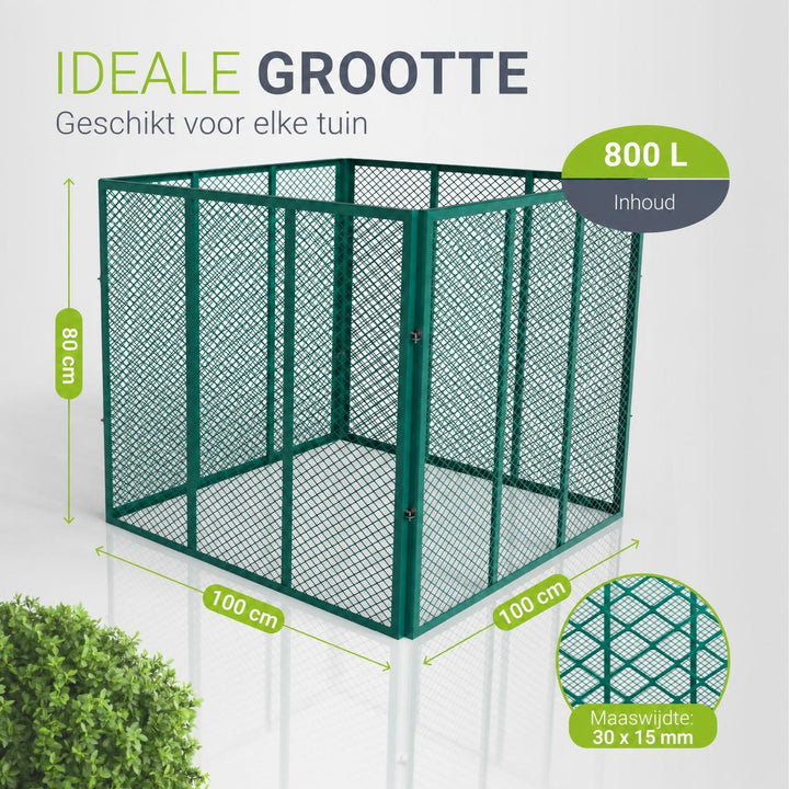 Metalen compostbak – 450 of 800 liter, voor tuin- en keukenafval