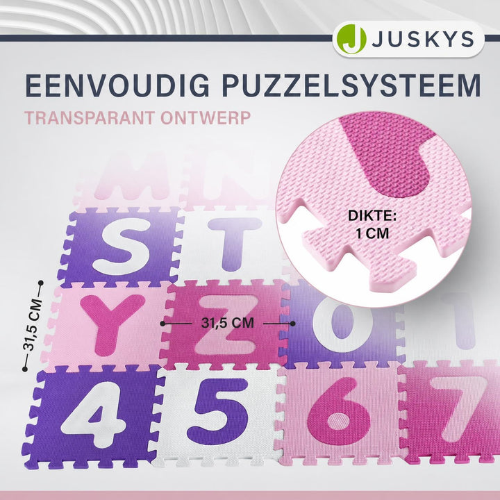 Puzzelmat Kim – 189x189 cm, 36 delen met letters en cijfers