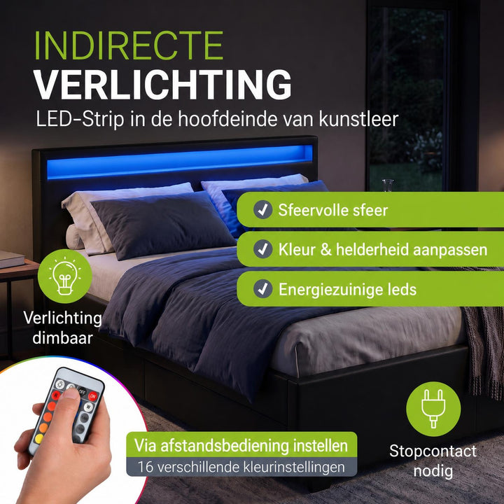 Gestoffeerd bed Lyon – met opbergruimte en lattenbodem