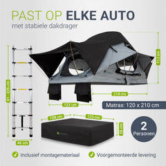 Daktent Lago voor 2-3 personen – aluminium frame en matras