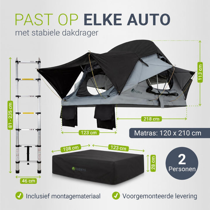 Daktent Lago voor 2-3 personen – aluminium frame en matras