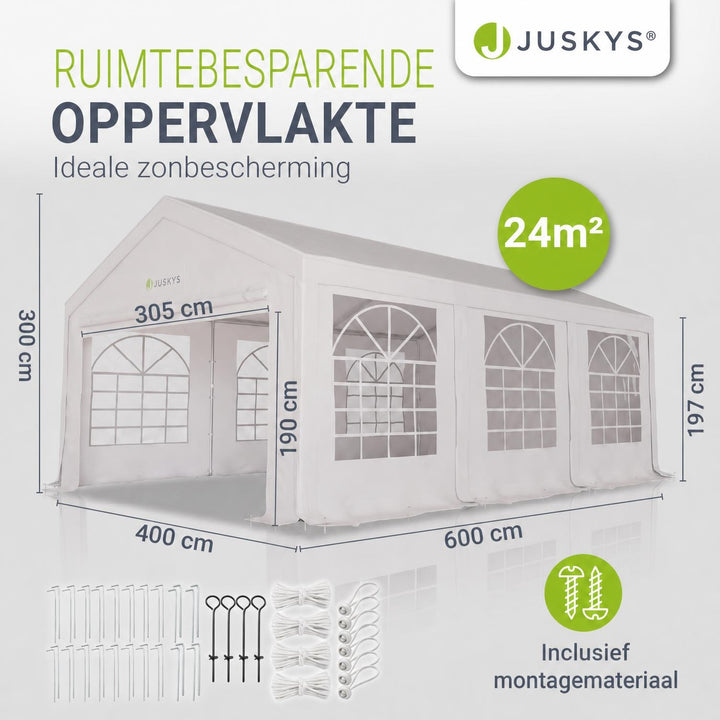 Partytent Gala 3x6 m – dak en zijwanden van PE-weefsel