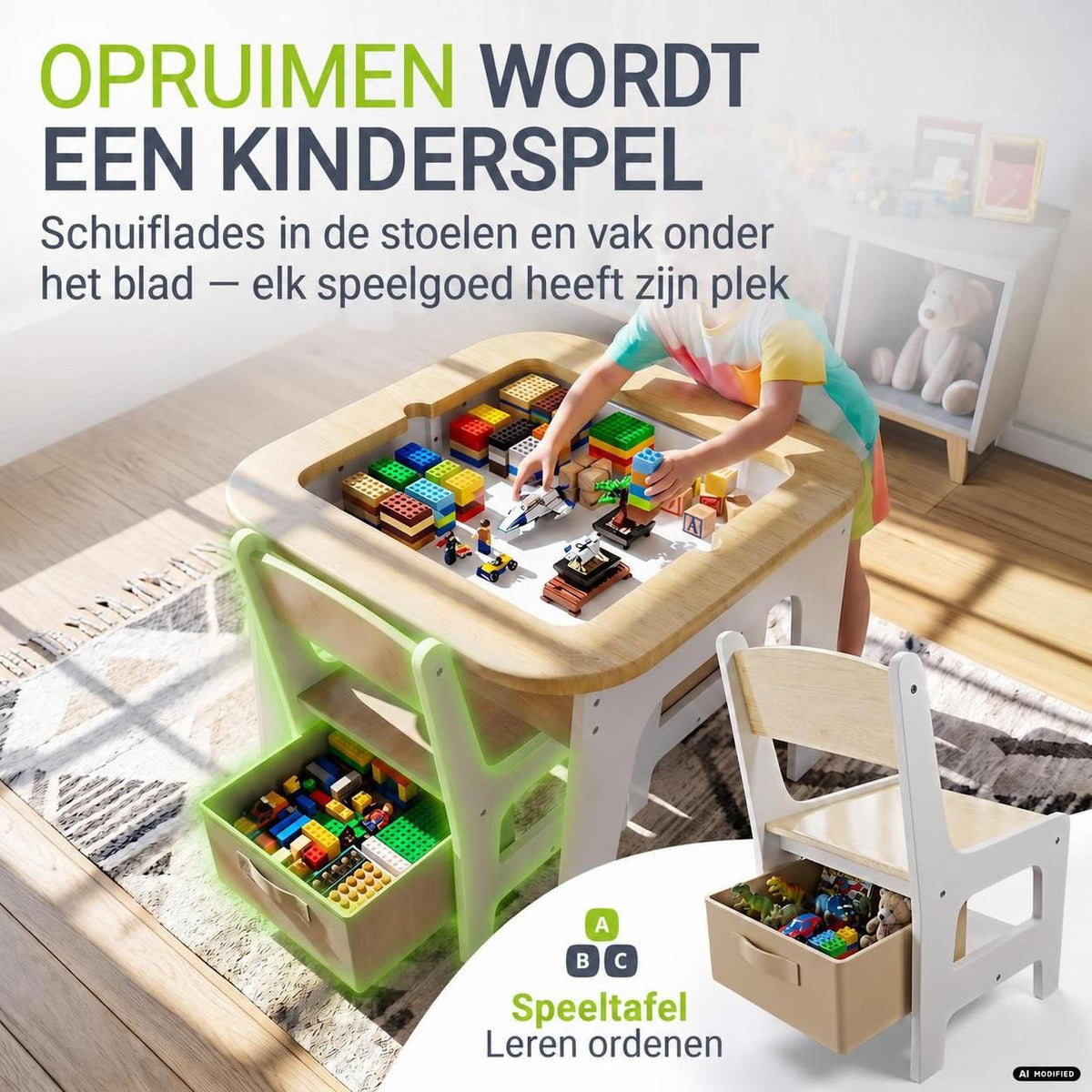 Kindertafel Milou met 2 stoeltjes