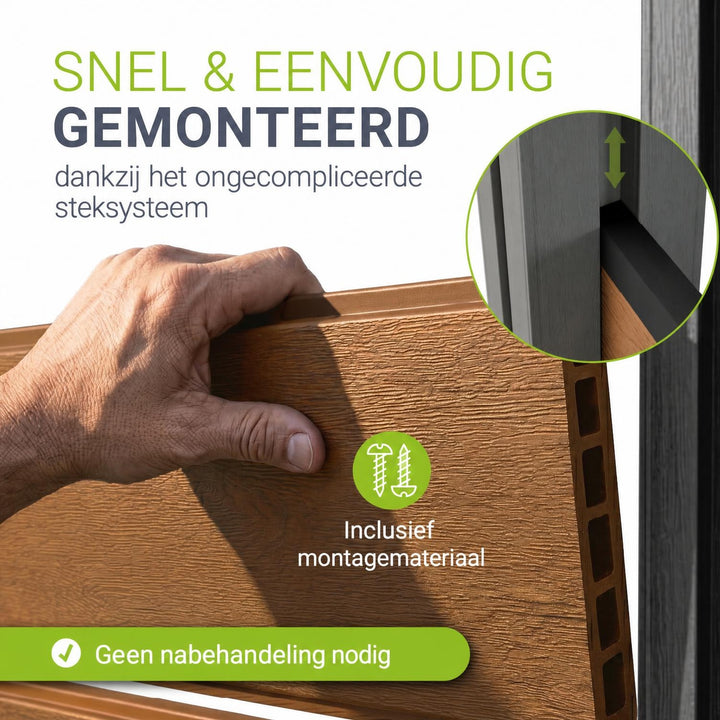 Composiet schutting teak – schuttingelementen met palen