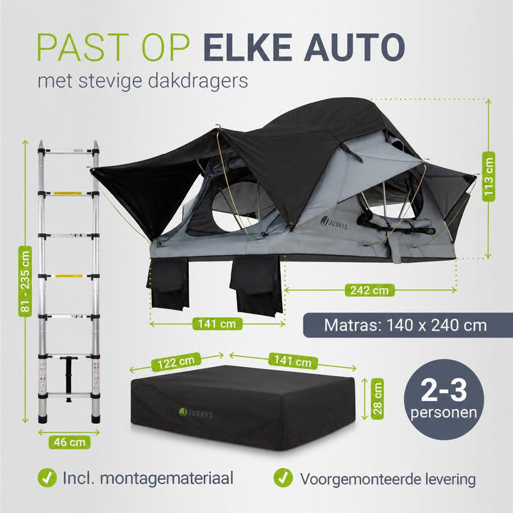Daktent Lago voor 2-3 personen – aluminium frame en matras