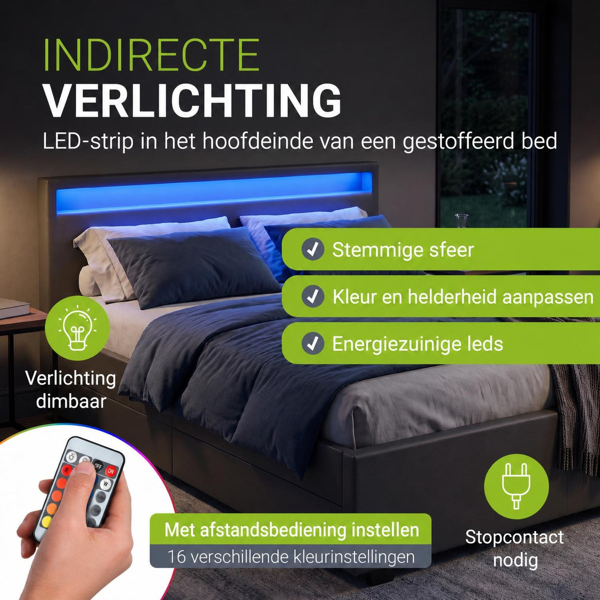 Gestoffeerd bed Lyon – met opbergruimte en lattenbodem