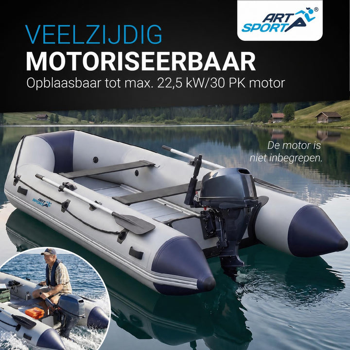 Rubberboot 3,80 m – met 2 zitbanken, peddels en luchtpomp