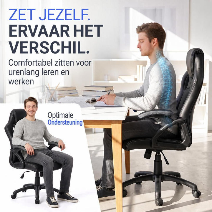 Bureaustoel Montreal in racingdesign – tot 120 kg, zwart