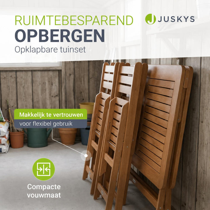 Tuinset Rimini – acaciahout, 5-delig met tafel en 4 stoelen