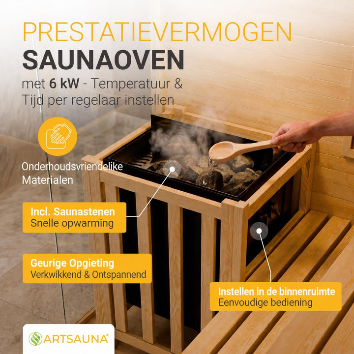 Finse sauna Vantaa – hemlockhout, met kachel en zoutstenen, naturel