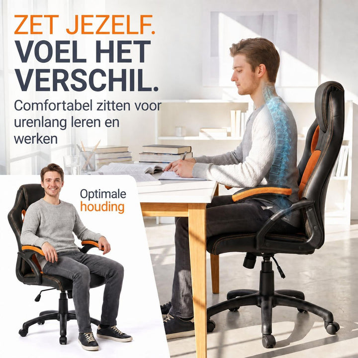 Bureaustoel Montreal in racingdesign – tot 120 kg, zwart