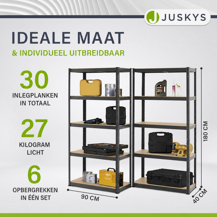 Metalen stellingkast Basic 180x90x40 cm – set van 2 tot 8