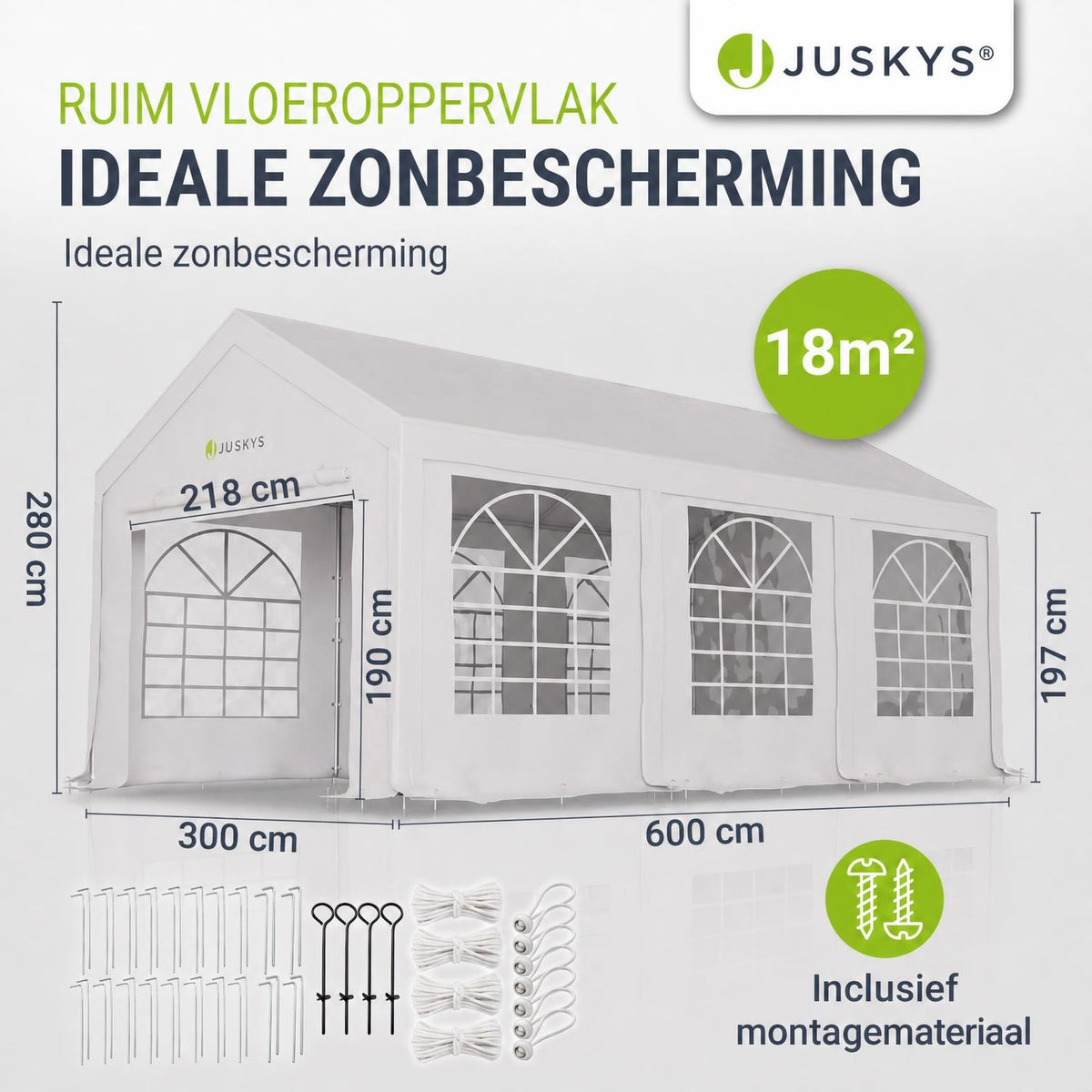 Partytent Gala 3x6 m – dak en zijwanden van PE-weefsel