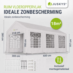 Partytent Gala 3x6 m – dak en zijwanden van PE-weefsel