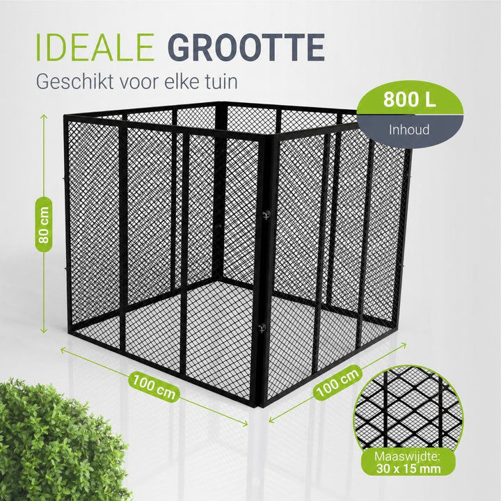 Metalen compostbak – 450 of 800 liter, voor tuin- en keukenafval