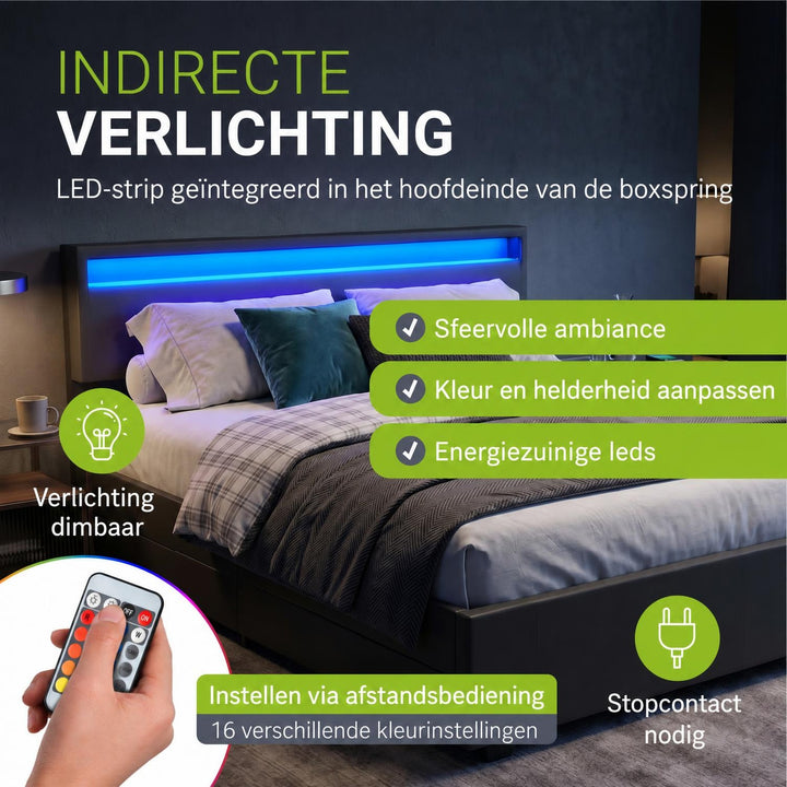 Gestoffeerd bed Lyon – met opbergruimte en lattenbodem