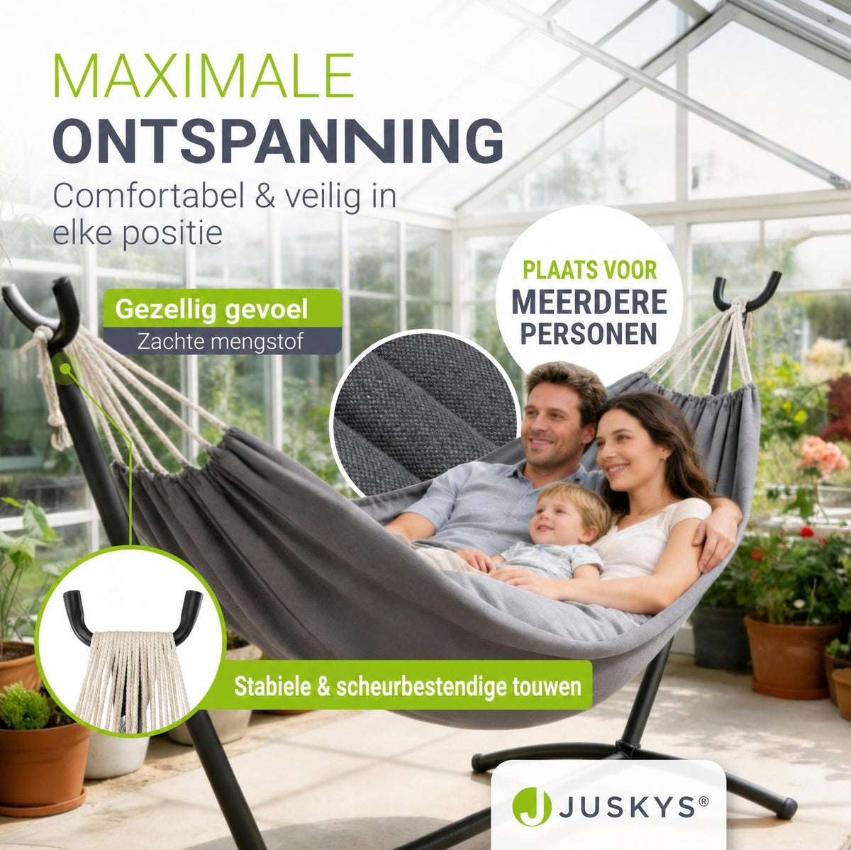 Hangmat Paya met standaard – voor binnen en buiten, draagtas