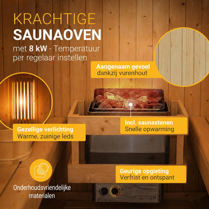 Barrelsauna Spitzbergen – vurenhout, inclusief saunakachel