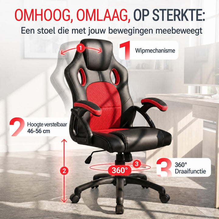 Bureaustoel Montreal in racingdesign – tot 120 kg, zwart