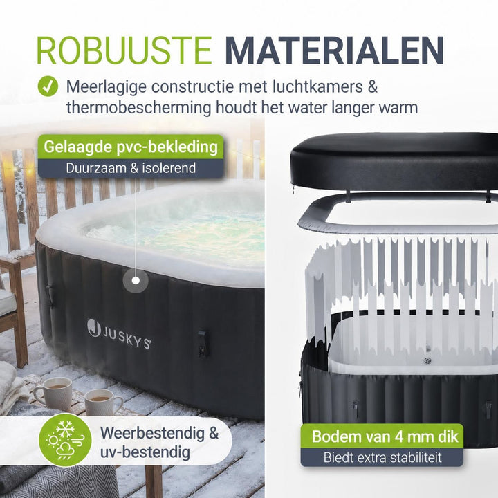 Opblaasbare spa vierkant – 4-6 personen, 185x185 cm, met led