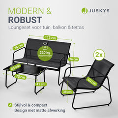 Loungeset Genua – 4-delig met 2-zitsbank, stoelen en tafel