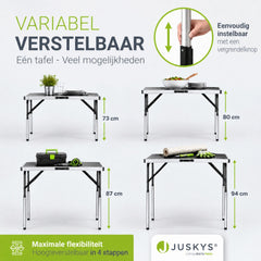 Multifunctionele tafelset van 3 – aluminium, 100x60 cm, inklapbaar