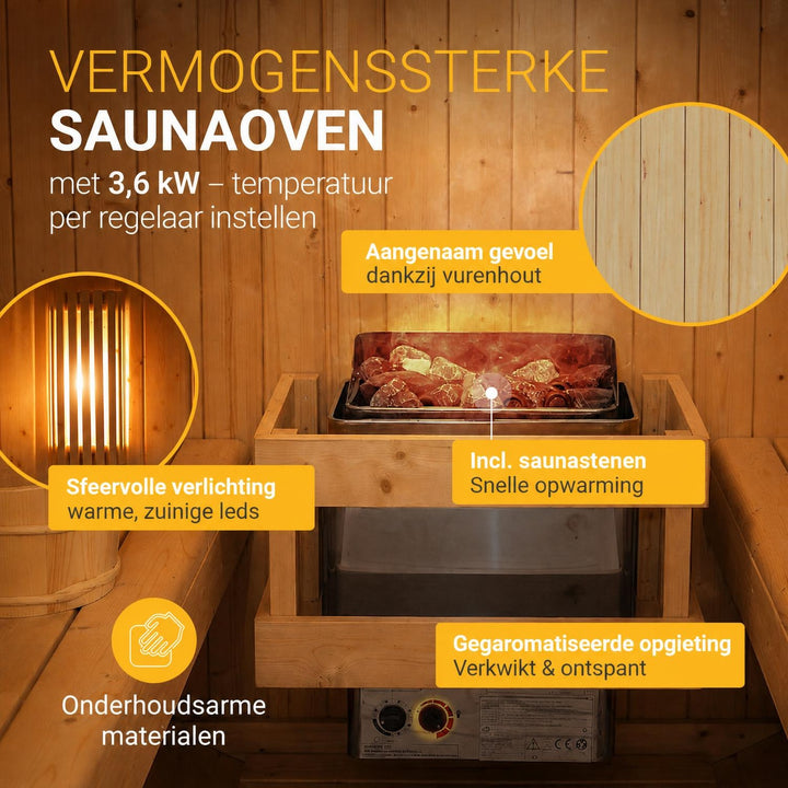 Barrelsauna Spitzbergen – vurenhout, inclusief saunakachel