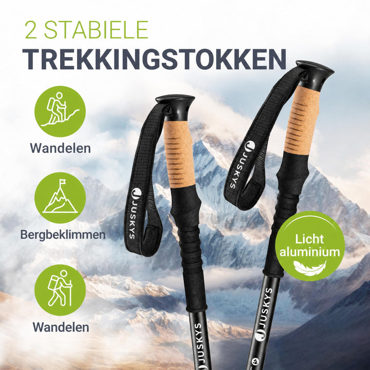 Nordic walking stokken – set van 2, aluminium, telescopisch