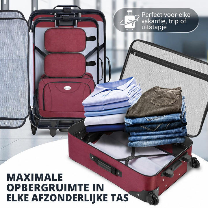 Kofferset Athen – 5-delig, 2 trolleys met schoudertas, zwart