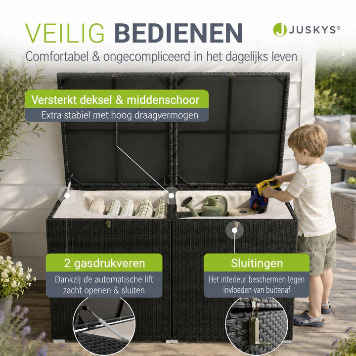 Kussenbox Ikaria van wicker – 950 liter, met binnenzeil