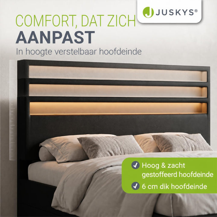 Gestoffeerd bed Lyon – met opbergruimte en lattenbodem