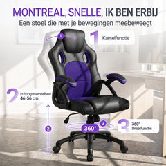 Bureaustoel Montreal in racingdesign – tot 120 kg, zwart