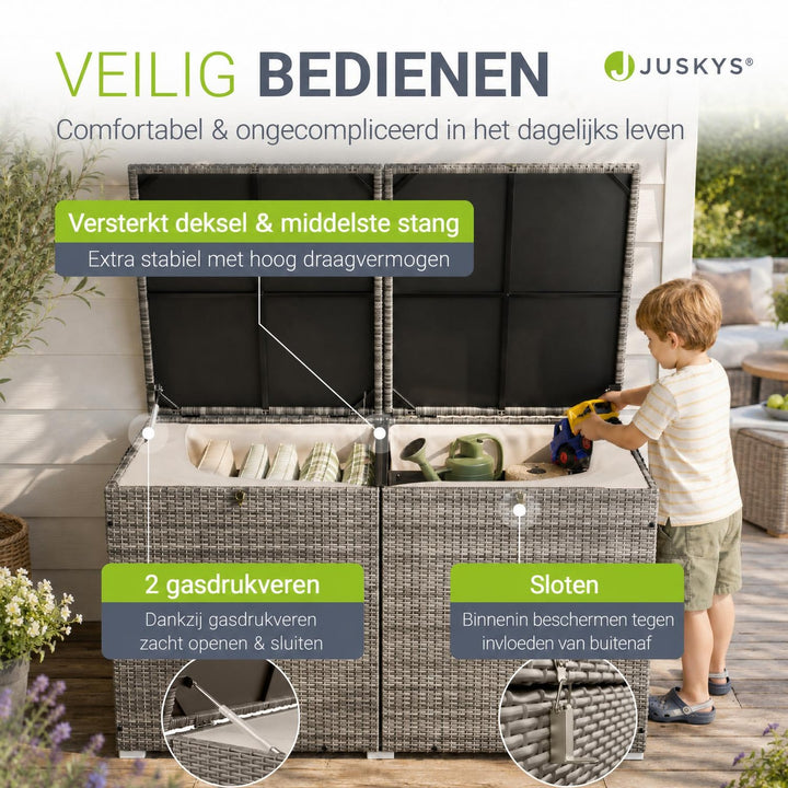 Kussenbox Ikaria van wicker – 950 liter, met binnenzeil