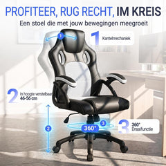 Bureaustoel Montreal in racingdesign – tot 120 kg, zwart