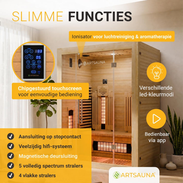 Infraroodcabine Aarhus 140 – 2 personen, 9 stralers, naturel