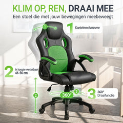 Bureaustoel Montreal in racingdesign – tot 120 kg, zwart