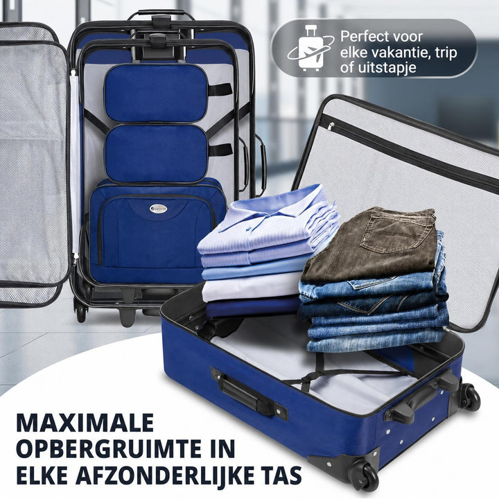 Kofferset Athen – 5-delig, 2 trolleys met schoudertas, zwart